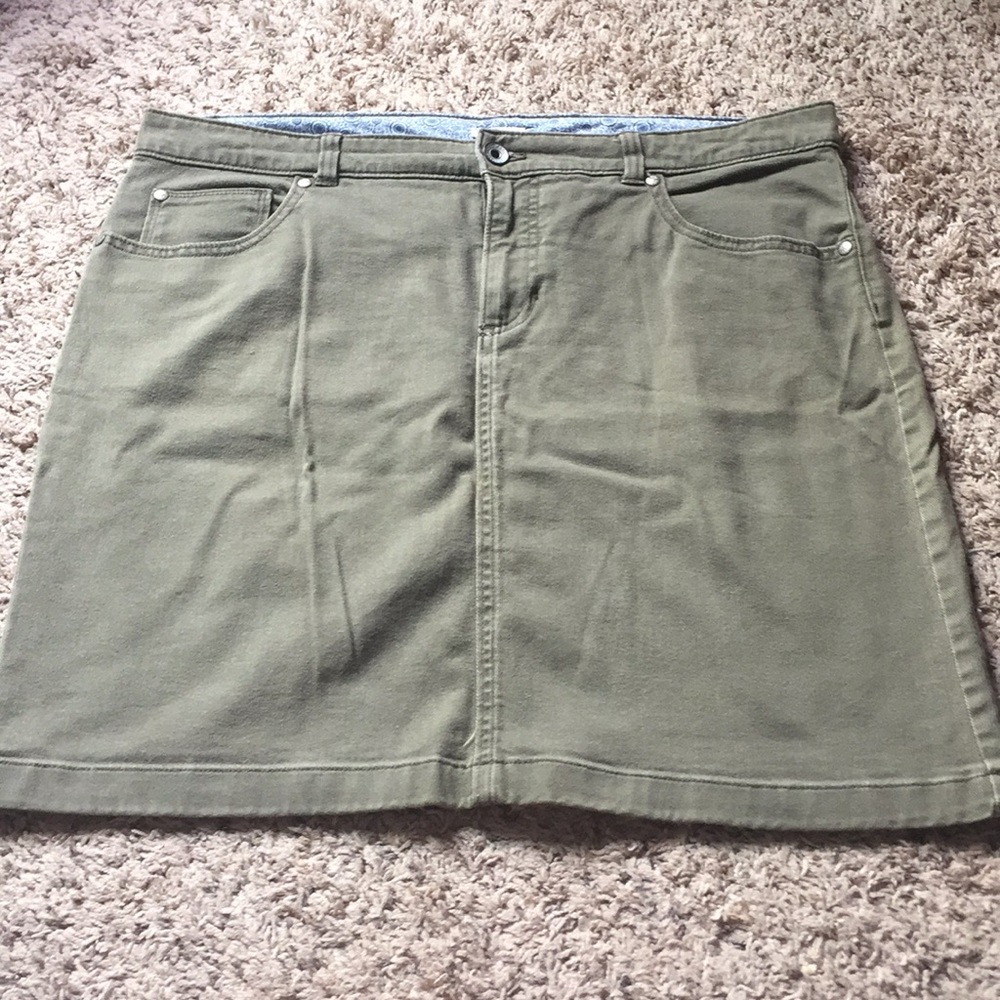Izod- brand new, army green, jean skirt.